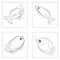 Set of Fish cartoon animal kawaii cute graphic design illustration vector Royalty Free Stock Photo