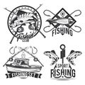 Set of fishing emblems labels badges logos. Isolated on white