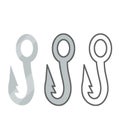 Set of fishing hooks and tackle. Fishhook in different styles Royalty Free Stock Photo