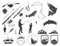 Set of fishing icons and icons.