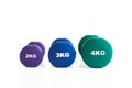 Set of fitness dumbbells isolation