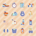 Set of fitness flat stickers