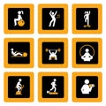 Set of Fitness Pictograms in Squares