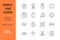 Set fitness tracker simple lines icons of sport equipment. Royalty Free Stock Photo