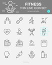 Set of Fitness Vector Line Icons. Includes running, yoga, dumbbell, bottle and more. 50 x 50 Pixel Royalty Free Stock Photo