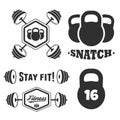 Set of fitness vintage design elements and labels Royalty Free Stock Photo