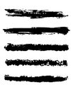 Set of five black vector grunge ink brush strokes for your design Royalty Free Stock Photo