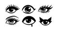 Set of five black and white eye designs different styles vector illustration collection Royalty Free Stock Photo