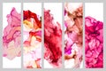 Set of five bookmarks decorated with liquid watercolor texture Royalty Free Stock Photo