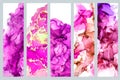 Set of five bookmarks decorated with liquid watercolor texture Royalty Free Stock Photo