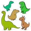 Set of five cartoon dinosaurs for kids