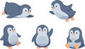 Cute penguin cartoon characters in different poses Royalty Free Stock Photo