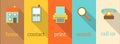 Set of five colorful flat retro icons Royalty Free Stock Photo