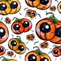 Set of five cute Halloween pumpkins. White background. Royalty Free Stock Photo