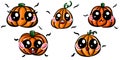 Set of five cute Halloween pumpkins. White background. Royalty Free Stock Photo