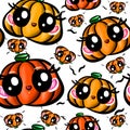 Set of five cute Halloween pumpkins. White background. Royalty Free Stock Photo