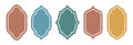 Set of five decorative Islamic shape frames or text boxes. Elegant design elements ideal for Ramadan, Eid al-Adha, Eid al-Fitr and Royalty Free Stock Photo