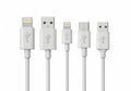Set of five different apple usb charging cables with lightning connector ends Royalty Free Stock Photo