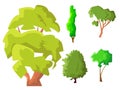 Set of five different volumetric trees. Royalty Free Stock Photo