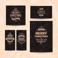 Set of five elegant brown vector classic Christmas greetings cards