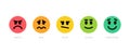 Set of five emoticons with funny expression of their satisfaction - colored version