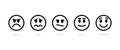 Set of five emoticons with funny expression of their satisfaction