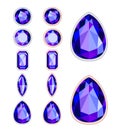 Set of five forms of violet gemstone