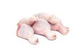 Set of five fresh raw chicken drumsticks on a white background Royalty Free Stock Photo