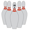 A set of five grey-colored bowling pins vector or color illustration Royalty Free Stock Photo