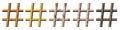 Set of five hashtags with a wood texture.