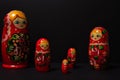 Set of five matryoshka russian nesting dolls Royalty Free Stock Photo