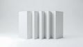 Set of five minimalist white rectangular blocks with smooth edges isolated on transparent background Royalty Free Stock Photo