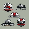 A set of five off-road, 4x4 extreme club emblems. Royalty Free Stock Photo