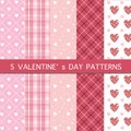 Set of Five Patterns - Happy Valentine`s Day Royalty Free Stock Photo