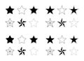 Stars Vector Icons Set Flat Single Color Solid and Outlines