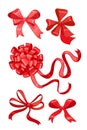 Set of five red bows Royalty Free Stock Photo