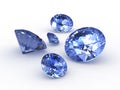 Set of five round sapphire stones