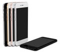 Set of five smartphones gold, rose, silver, black and black polished