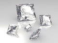 Set of five square diamond stones - 3D