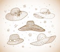 Set of five summer hats