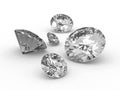 Set of five white round diamonds Royalty Free Stock Photo