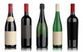 Set of five wine bottles Royalty Free Stock Photo