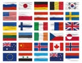 Set of Flag Icon and Logo. World National Isolated Flag Banner and Template. Realistic, 3D Vector illustration Art with Wave Royalty Free Stock Photo