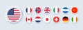 Set of flag icon. United States, Italy, China, France, Canada, Japan, Ireland, Kingdom, Nicaragua, Norway, Switzerland,