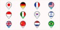 set of flag point of the world 12 country vector illustration template icon graphic design. bundle collection of various maps Royalty Free Stock Photo