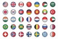 Set of flags buttons of various countries, 3d shaped and glossy Royalty Free Stock Photo