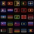 A set of 25 flags of different European countries, in neon style. Collection Ã¢ââ1