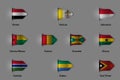 Set of flags in the form of a glossy textured label or bookmark. Yemen Vatican Indonesia Guinea Bissau Guinea Grenada Ghana Gambia