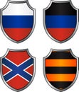 Set of flags and georgievsky ribbon in shields