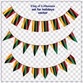 Set with flags of Lithuania. Colorful collection with flags for web design. Flags with folds. Vector illustration.